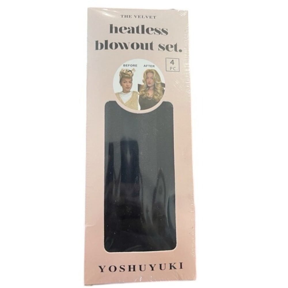 YOSHUYUKI Velvet Heatless Blowout Set 4 PC Hair Curlers In Black Stronger‎ Hair